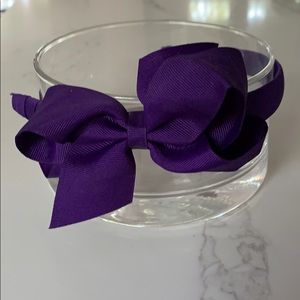 Purple grosgrain ribbon headband with bow